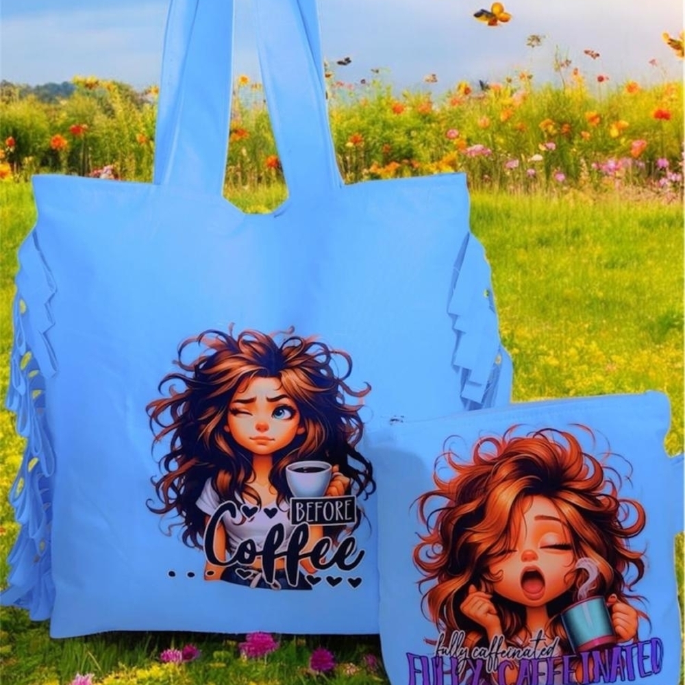 Chic Blue Coffee Tote Bag
